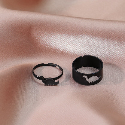 New Hollow Dinosaur Ring 2-piece Set European And American Creative Metal Opening Ring Set