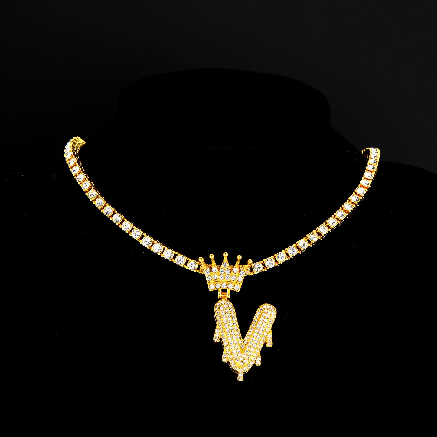 Hip-hop Letter Alloy Inlay Rhinestones Men's Charms Necklace