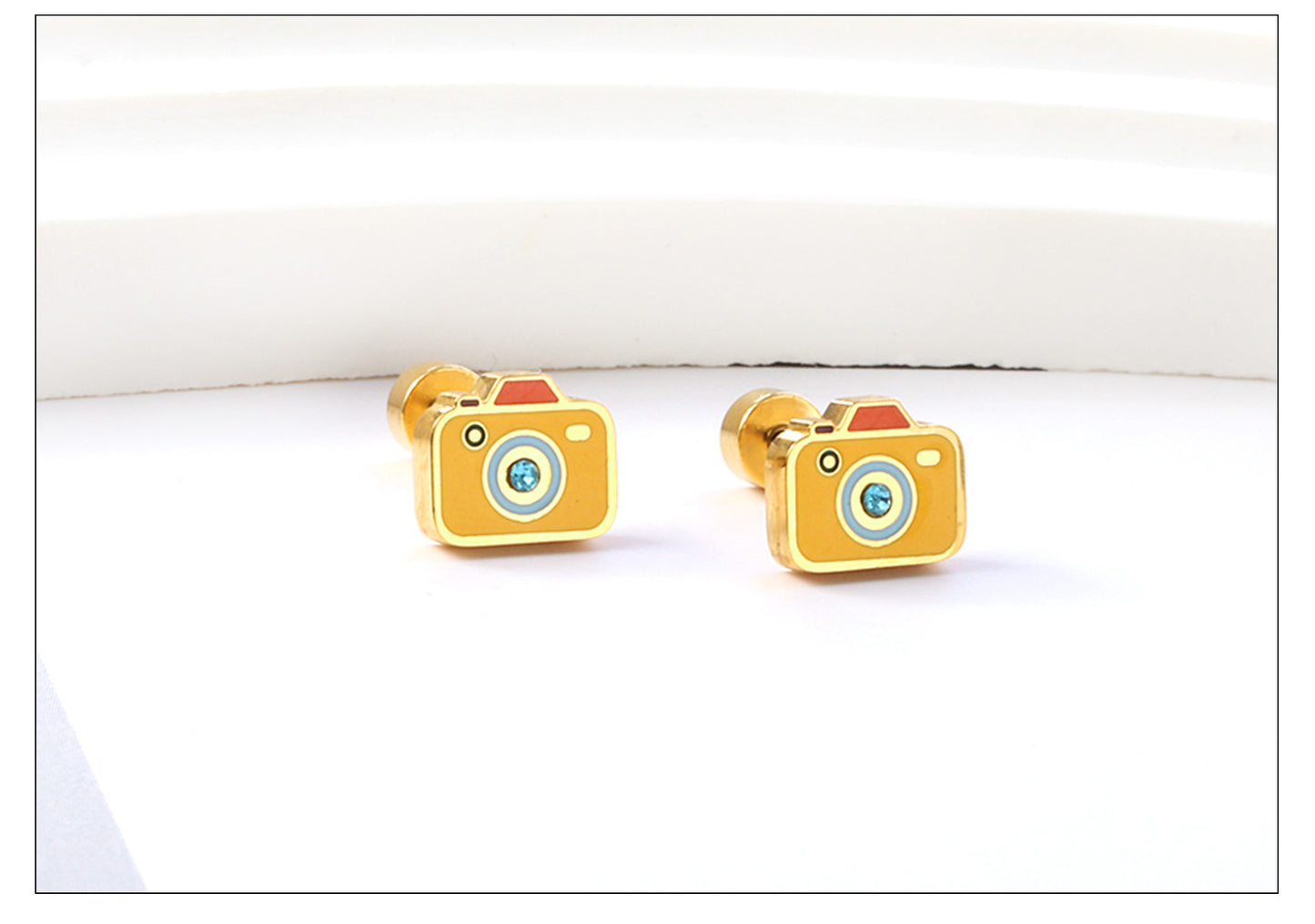 Fashion Airplane Duck Stainless Steel Plating Ear Studs 1 Pair