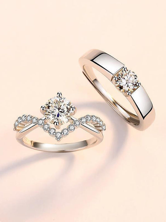 Elegant Simple Style Crown Copper Plating Inlay Zircon Rings