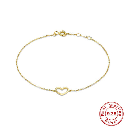 Simple Style Heart Shape Sterling Silver Plating 18k Gold Plated Bracelets