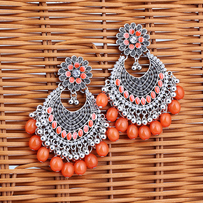 1 Pair Ethnic Style Geometric Inlay Alloy Artificial Gemstones Rhinestones Drop Earrings