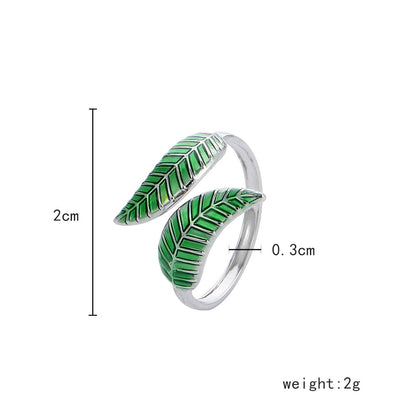 Fashion Leaf Stainless Steel Plating Open Ring 1 Piece