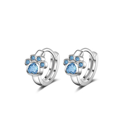 1 Piece Simple Style Paw Print Heart Shape Enamel Plating Inlay Stainless Steel Zircon Earrings