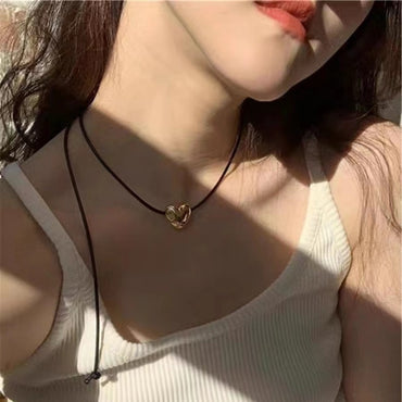 Sweet Simple Style Heart Shape Rope Copper Plating Long Necklace Necklace 1 Piece