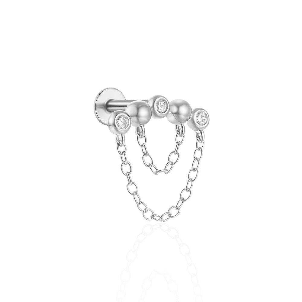 1 Piece Simple Style Flower Plating Sterling Silver Zircon Ear Studs