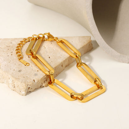 Fashion Stainless Steel Hollow Chain Rectangular Bracelet