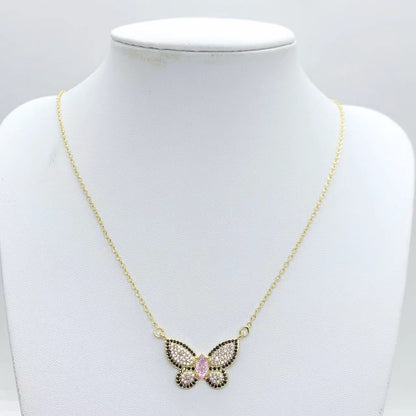 Copper Sweet Butterfly Plating Pendant Necklace