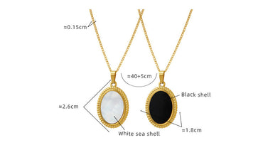 Fashion Oval Titanium Steel Plating Inlay Shell Pendant Necklace 1 Piece