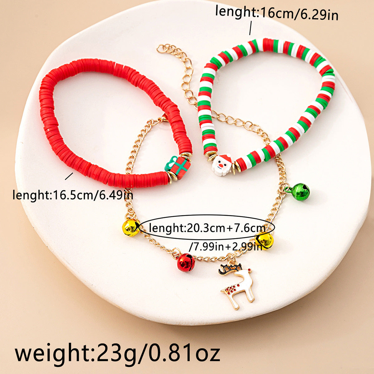 Cartoon Style Christmas Tree Santa Claus Bell Plastic Beaded Enamel Christmas Women's Bracelets