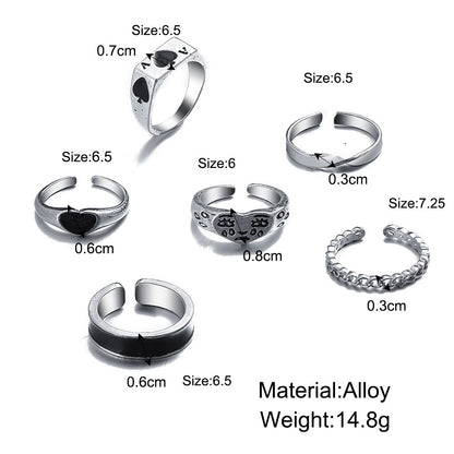 Retro Geometric Heart Shape Butterfly Alloy Plating Inlay Rhinestones Women's Rings
