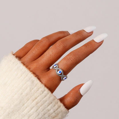 Fashion Eye Stainless Steel Enamel Hollow Out Open Ring 1 Piece