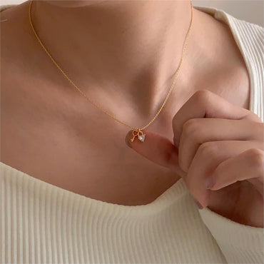 Elegant Heart Shape Key Sterling Silver Plating Inlay Zircon Pendant Necklace