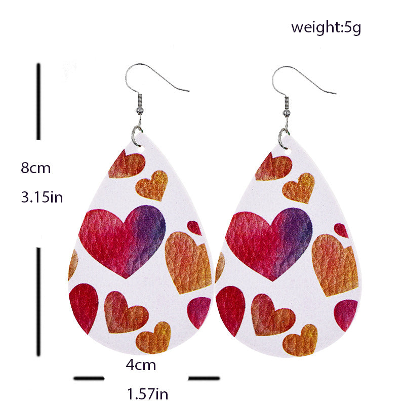 1 Pair Sweet Streetwear Heart Shape Pu Leather Drop Earrings