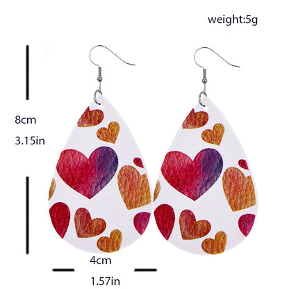 1 Pair Sweet Streetwear Heart Shape Pu Leather Drop Earrings