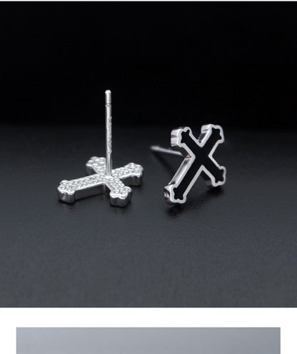 1 Pair Hip-hop Simple Style Cross Epoxy Copper Ear Studs