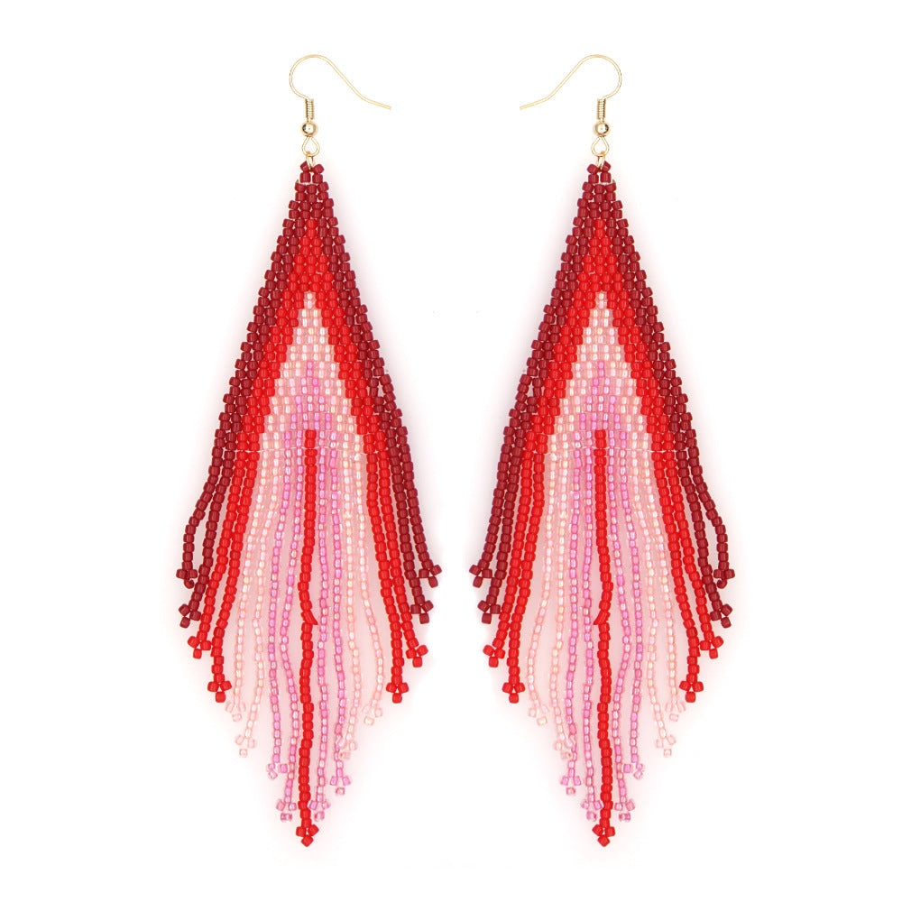 Bohemian Ethnic Hand-woven Tassel Long Earrings