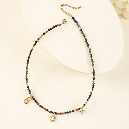 Ethnic Style Bohemian Heart Shape Alloy Agate Necklace In Bulk