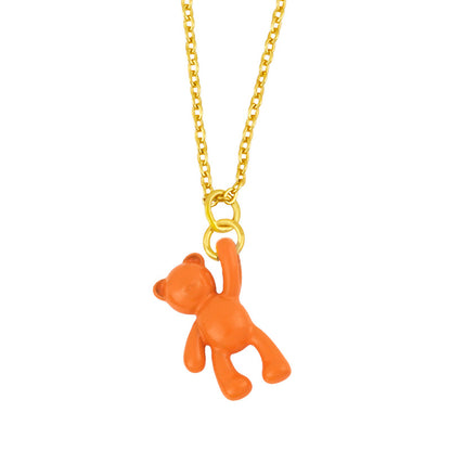 Wholesale Simple Solid Color Bear Pendant Copper Necklace Gooddiy