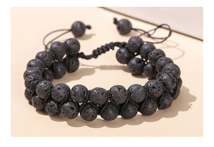 Casual Simple Style Geometric Volcanic Rock Tiger Eye Braid Bracelets