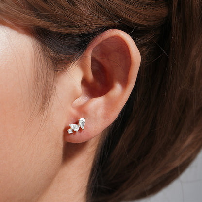 1 Piece Simple Style Geometric Plating Sterling Silver Zircon Ear Studs