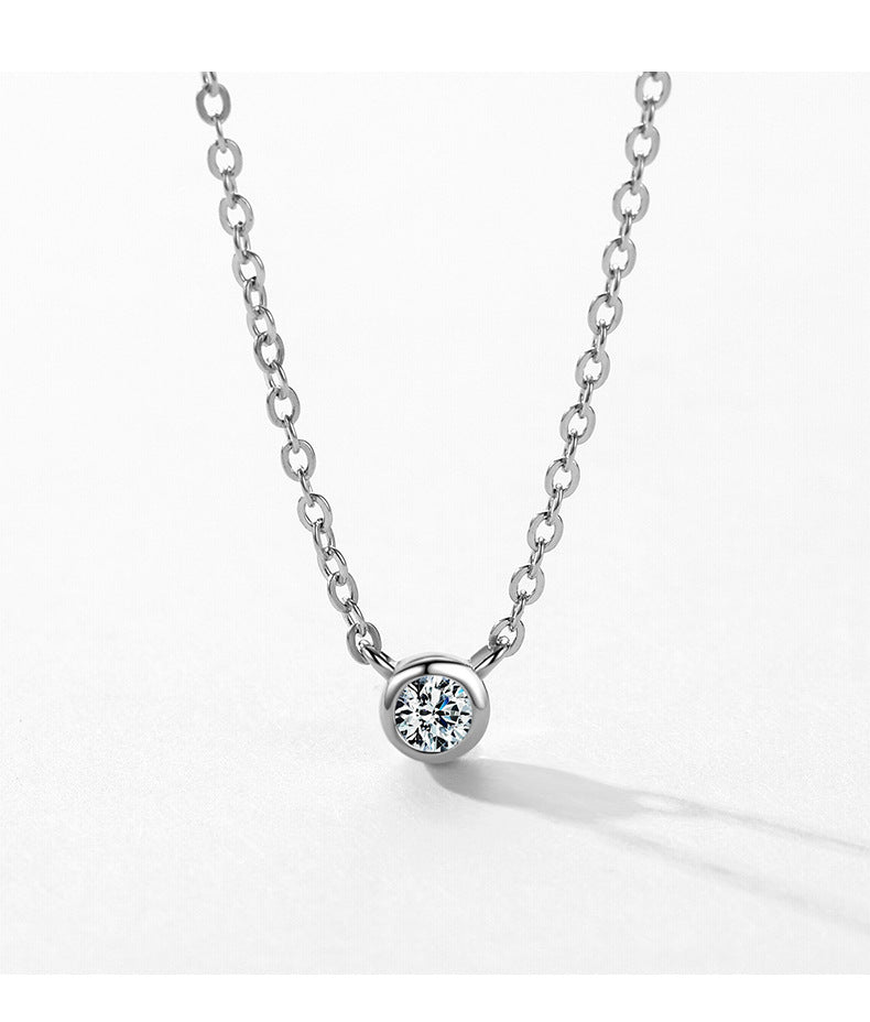 Fashion Round Silver Plating Inlay Zircon Necklace