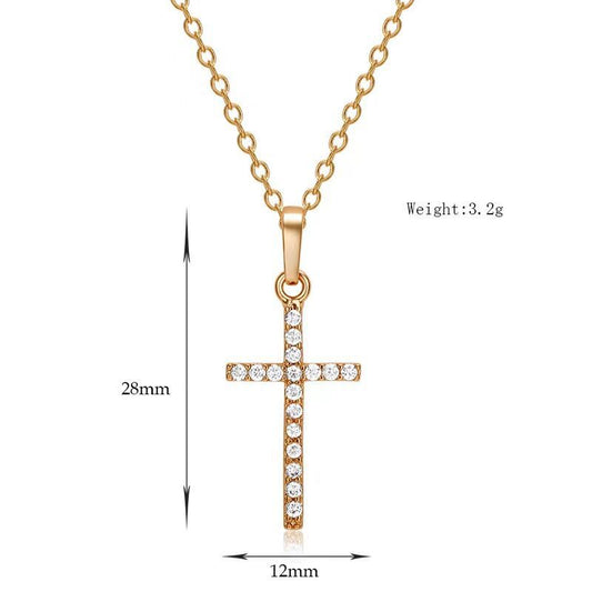 Casual Simple Style Cross Alloy Inlay Zircon Unisex Pendant Necklace