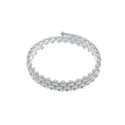 Fashion Rhinestone Pearl Multi-layer Winding Bracelet