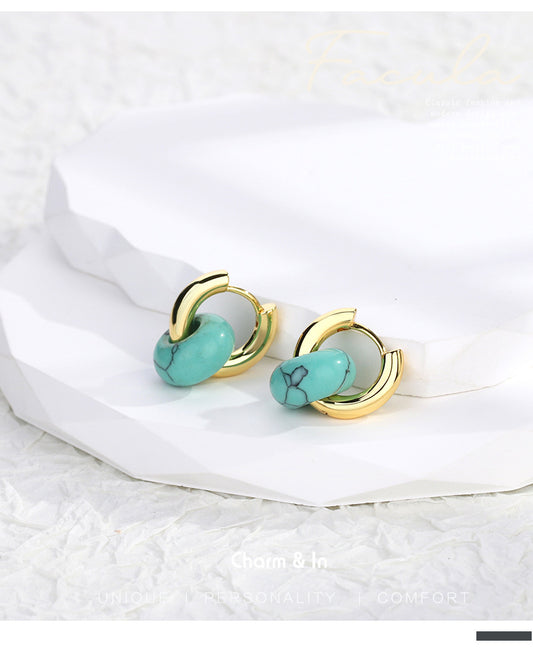 Retro Geometric Copper Earrings Plating Turquoise Copper Earrings