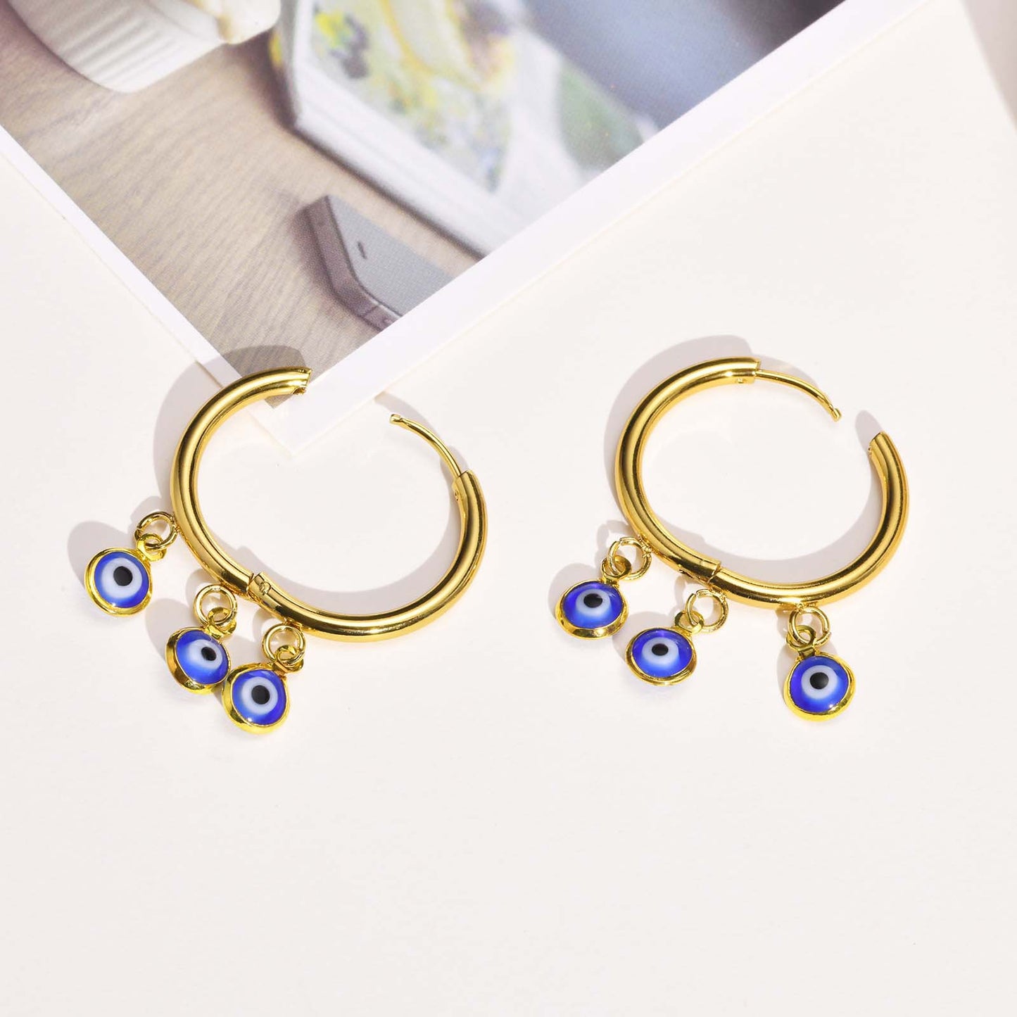 1 Pair Fashion Devil's Eye Plating Stainless Steel Earrings