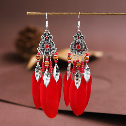 Bohemian Creative Disc Painting Oil Long Tassel Earrings Wholesale