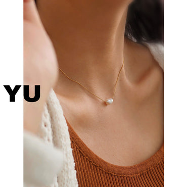 Titanium Steel Simple Style Geometric Plating Inlay Freshwater Pearl Necklace