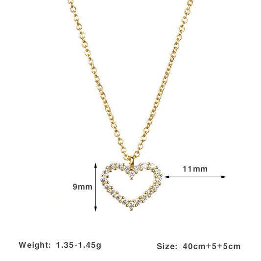 Sterling Silver Elegant Simple Style Heart Shape Zircon Pendant Necklace