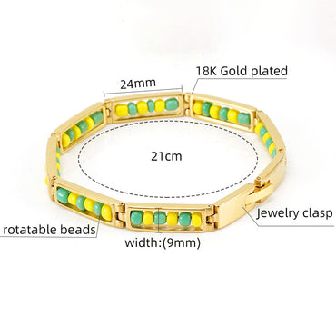 Fashion Geometric Stainless Steel Gold Plated Beads Bracelets