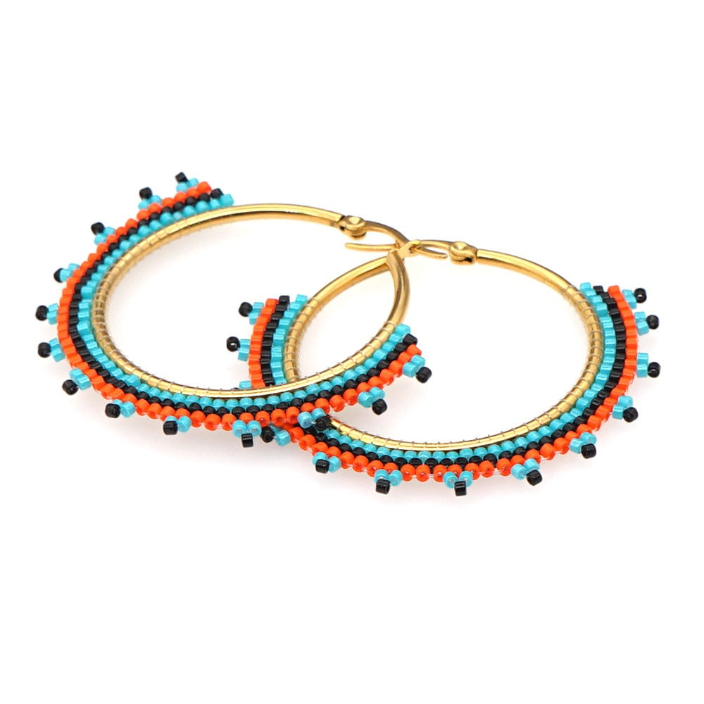 Bohemian Hoop Beaded Handmade Earrings