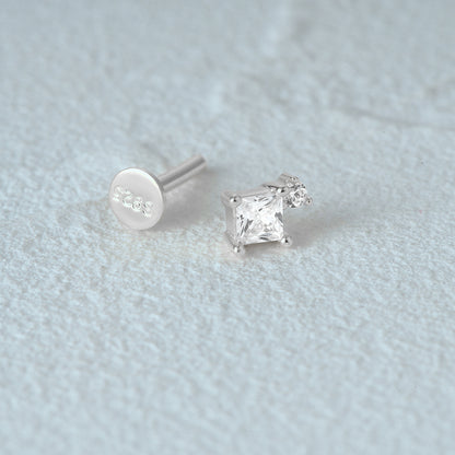 1 Piece Simple Style Geometric Plating Sterling Silver Zircon Ear Studs