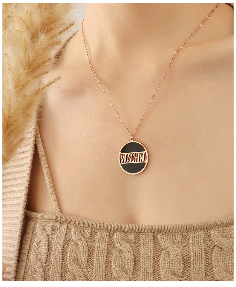 English Alphabet Round Brand Pendant Luxury Female Niche Acrylic Necklace