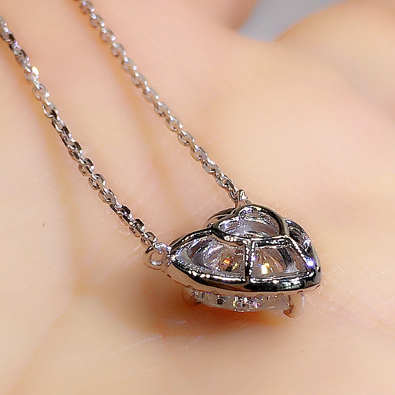 Copper Elegant Lady Simple Style Inlay Heart Shape Zircon Pendant Necklace