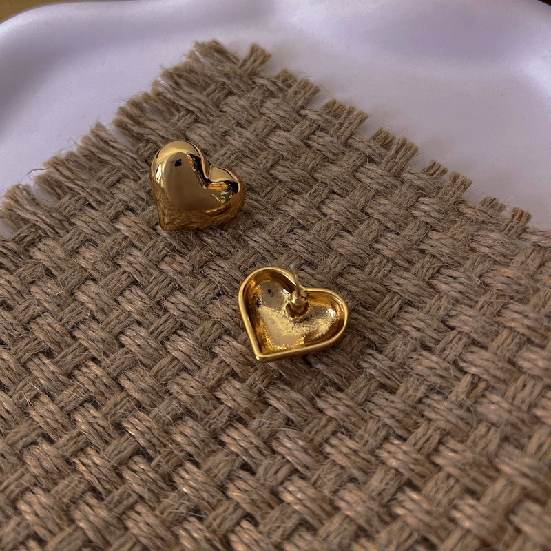 1 Pair Ig Style Simple Style Heart Shape Plating Copper Ear Studs