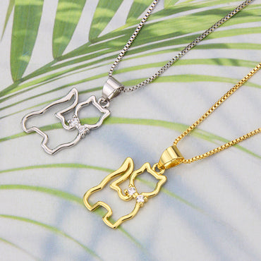 Wholesale Jewelry Simple Cat Shape Pendant Copper Inlaid Zirconium Necklace Gooddiy