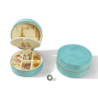 Round Travel Jewelry Storage Box - Jewelry Case for Rings and Small Accessories