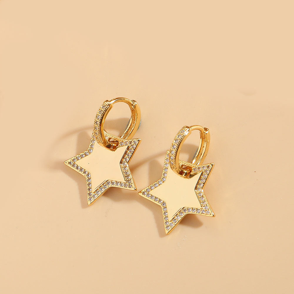 European and American new French retro trendy pentagram design earrings cold wind versatile temperament earrings jewelry women