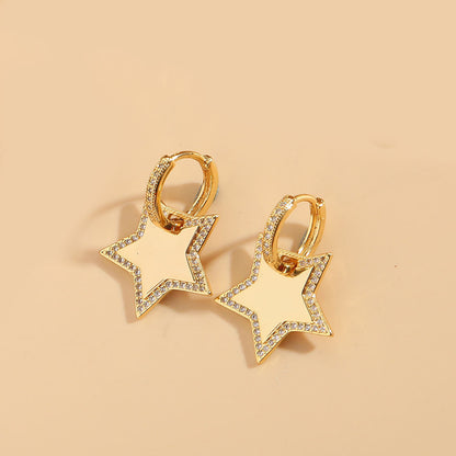 European and American new French retro trendy pentagram design earrings cold wind versatile temperament earrings jewelry women