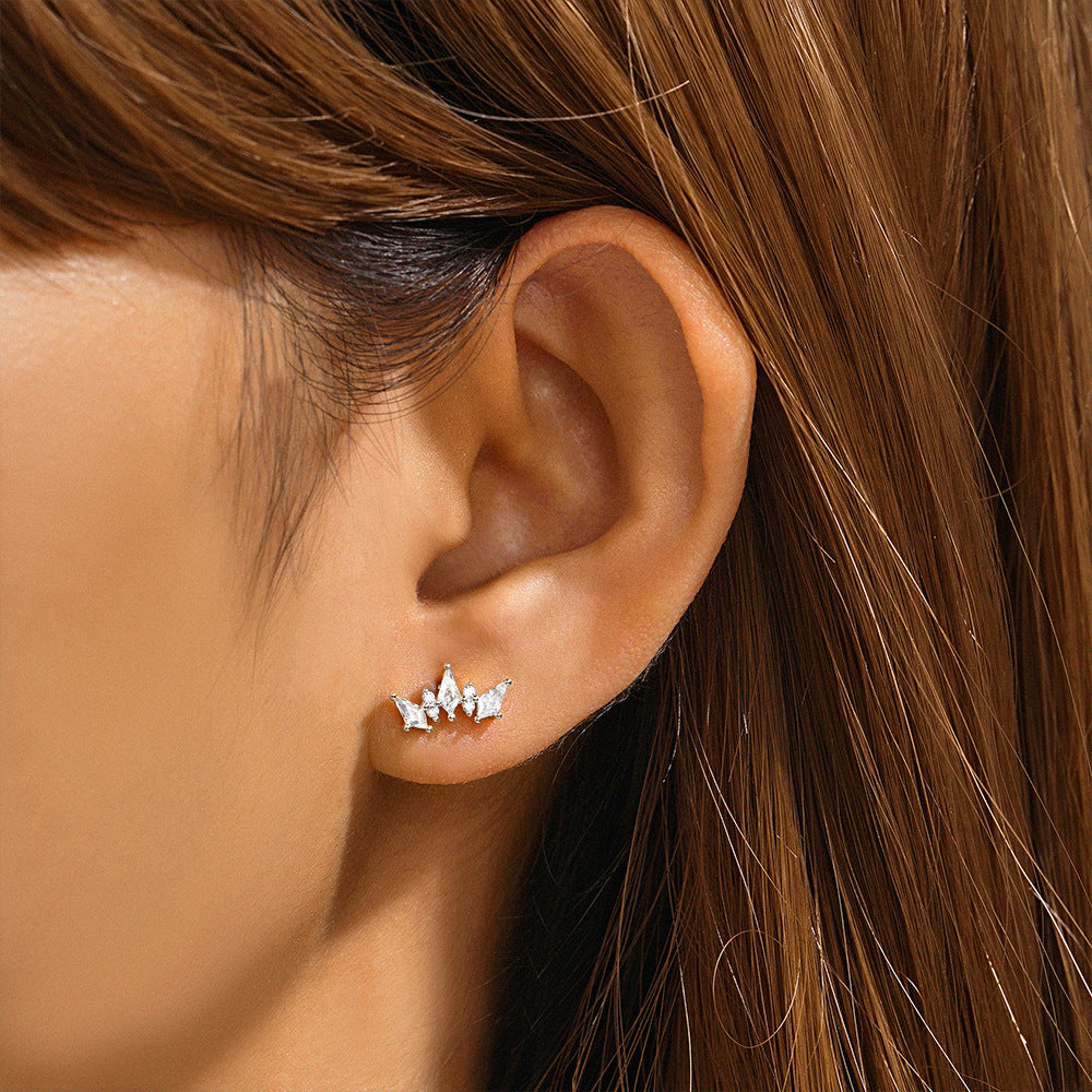 1 Piece Simple Style Flower Plating Sterling Silver Zircon Ear Studs