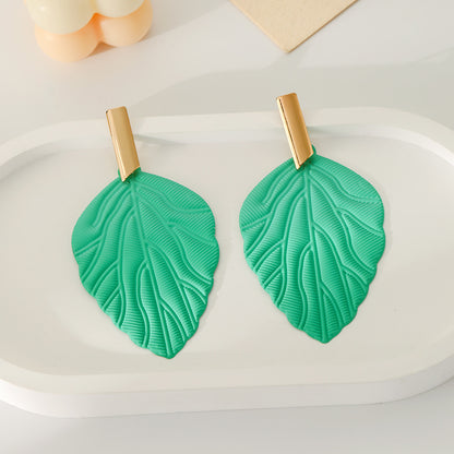 Vacation Leaf Metal Spray Paint Plating Women's Drop Earrings