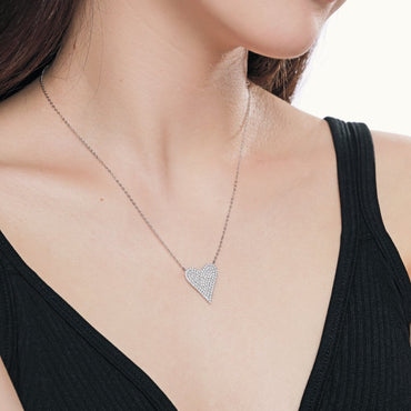 Fashion Heart Shape Silver Plating Inlay Zircon Necklace 1 Piece