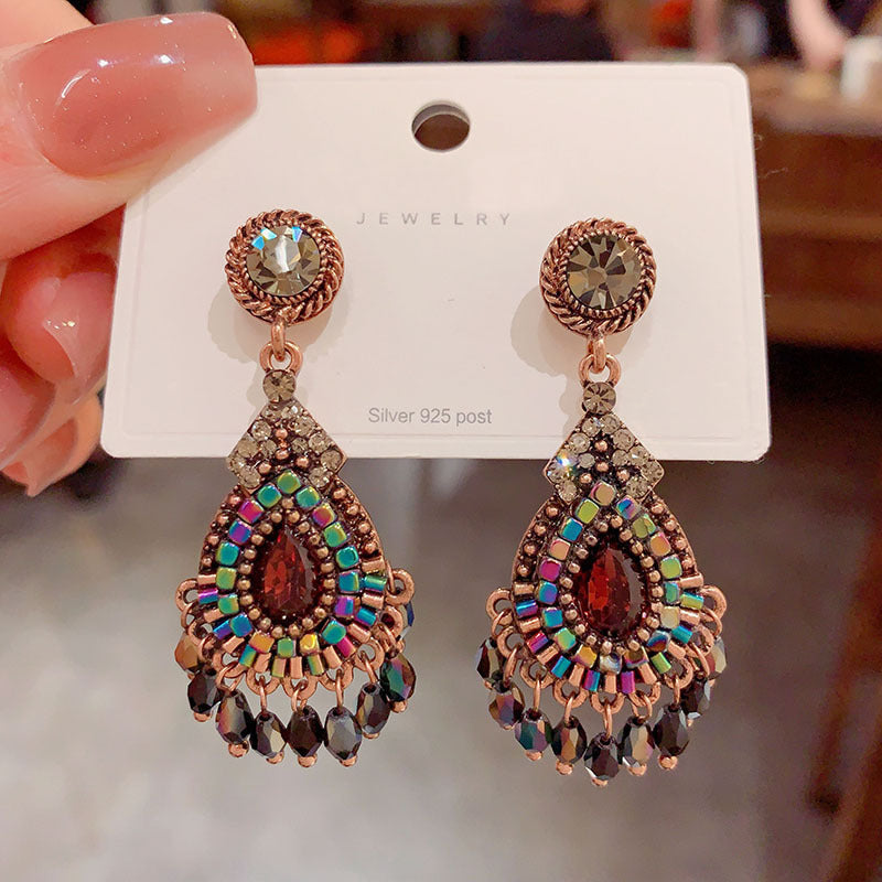 1 Pair Vintage Style Water Droplets Tassel Plating Inlay Copper Zircon Gold Plated Drop Earrings