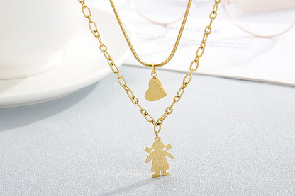 Wholesale New Fashion Stainless Steel Heart Figure Pendent Necklace Gooddiy