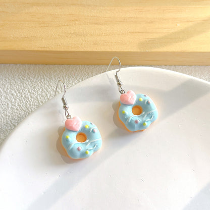 1 Pair Cute Donuts Resin Drop Earrings