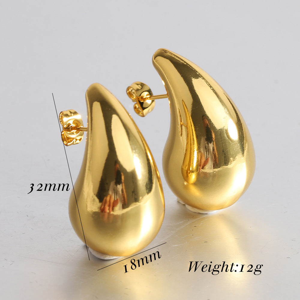 1 Pair Simple Style Water Droplets Plating Titanium Steel 18k Gold Plated Ear Studs